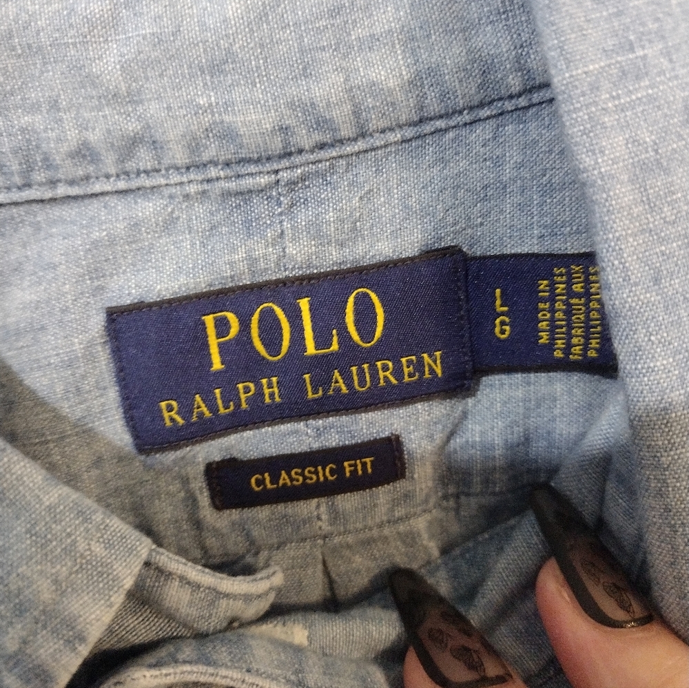 Polo Ralph Lauren Men's Blue Short Sleeve Shirt, Sz LG, NWOT - Picture 2 of 2